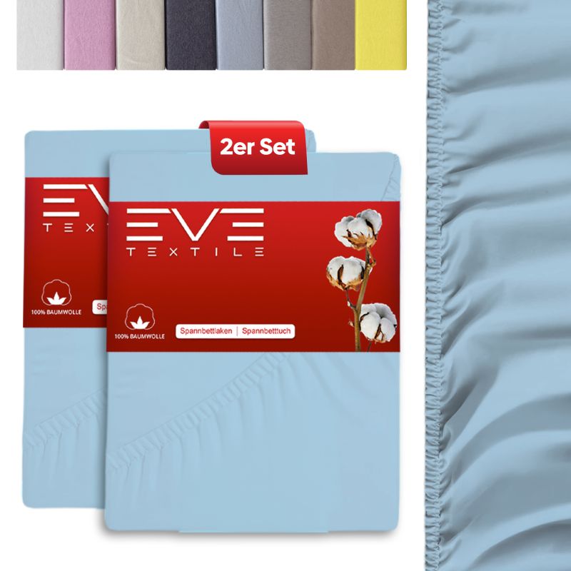 Eve Textile fitted sheet light blue jersey