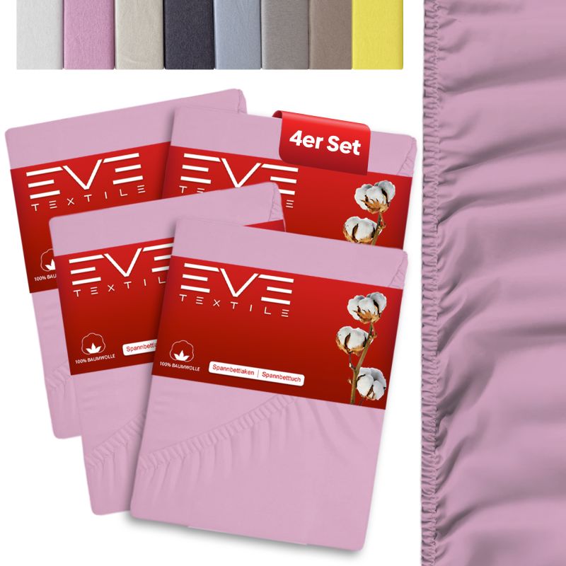 Eve Textile fitted sheet pink jersey