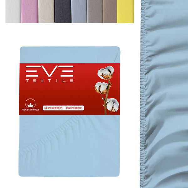 Eve Textile fitted sheet light blue jersey