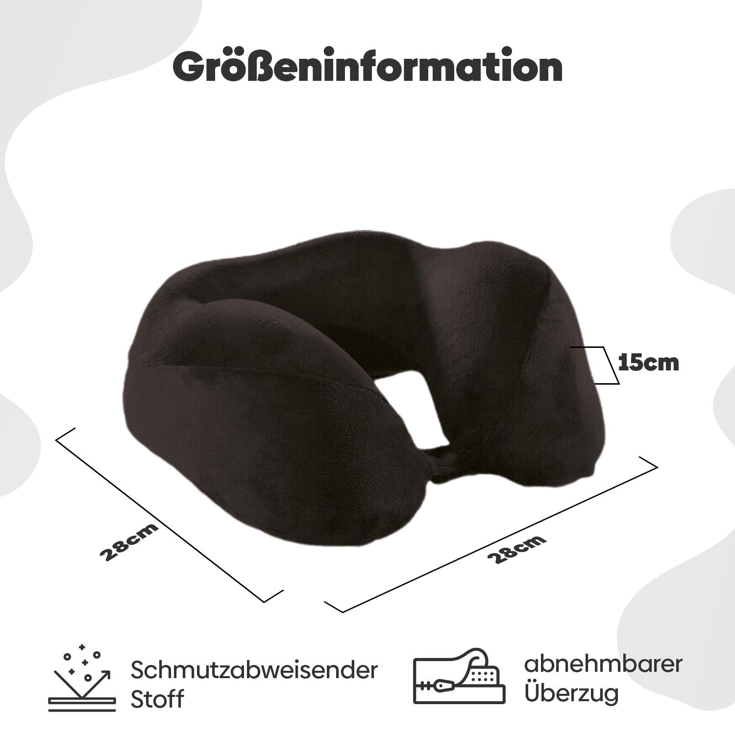 Eve Textile travel neck pillow black with raised headrest 