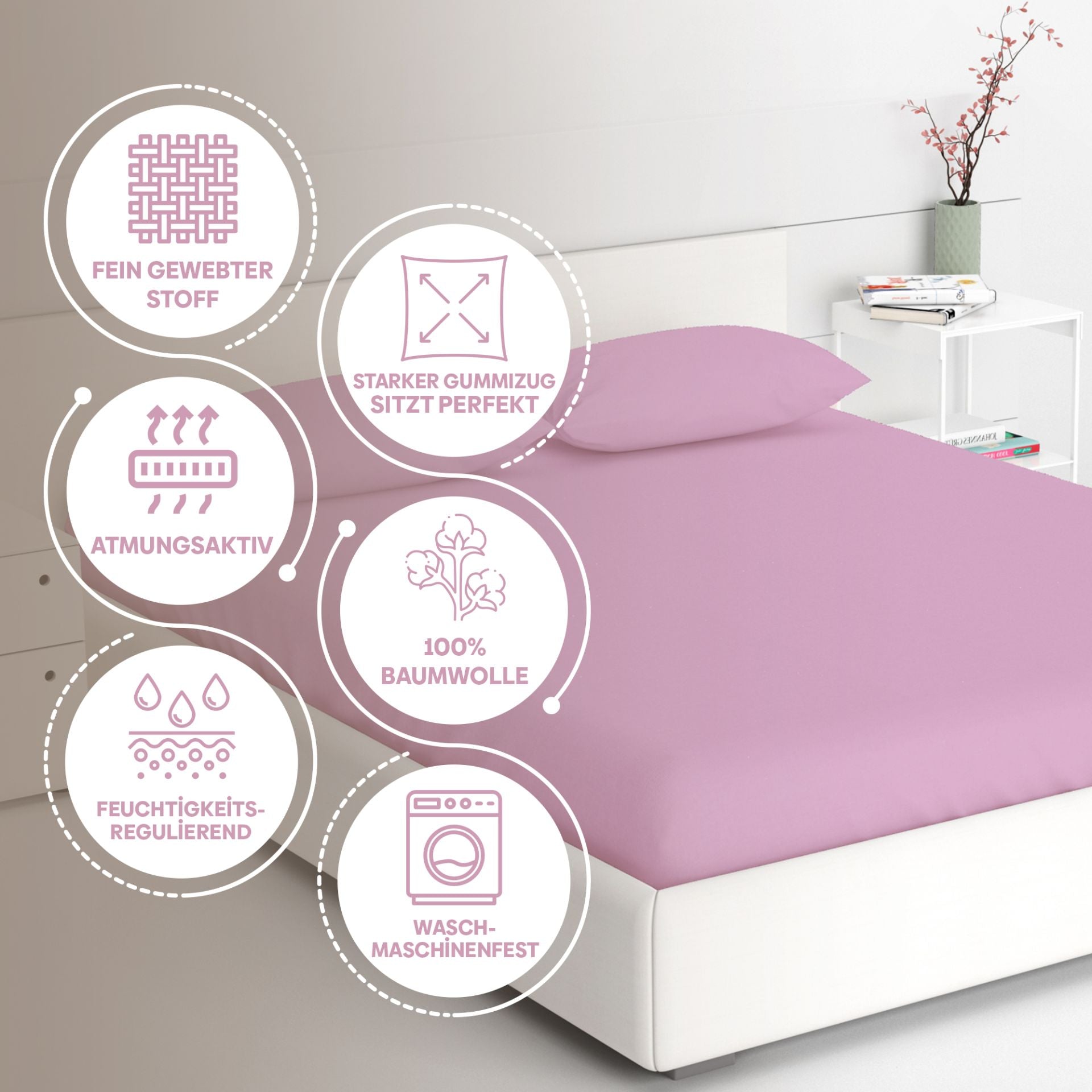 Eve Textile fitted sheet pink jersey