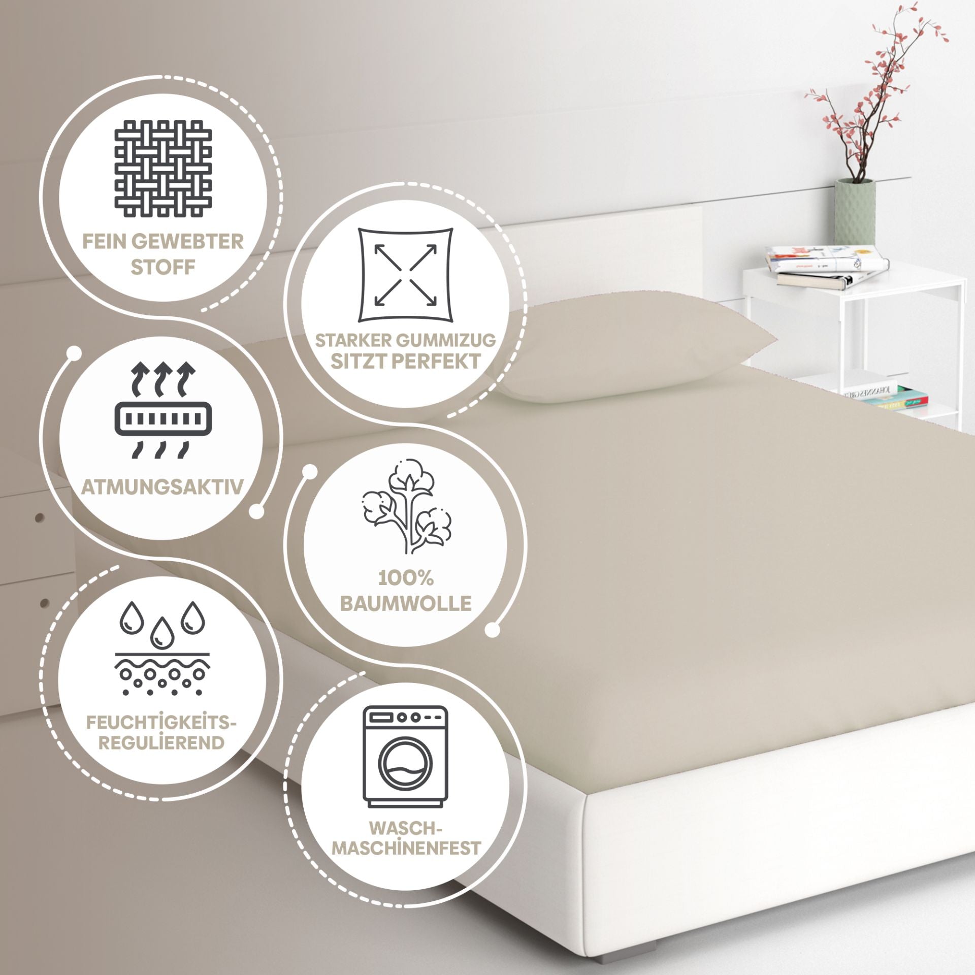 Eve Textile fitted sheet cream jersey