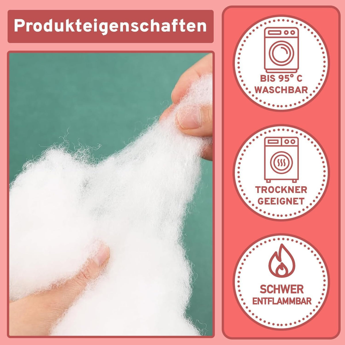Füllwatte Schwer Entflammbar nach BS 5852-2:1982