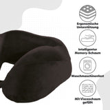 Eve Textile travel neck pillow black with raised headrest 