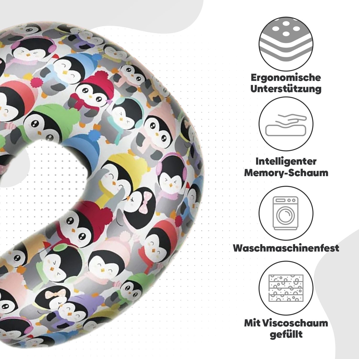 Eve Textile travel neck pillow penguin design 