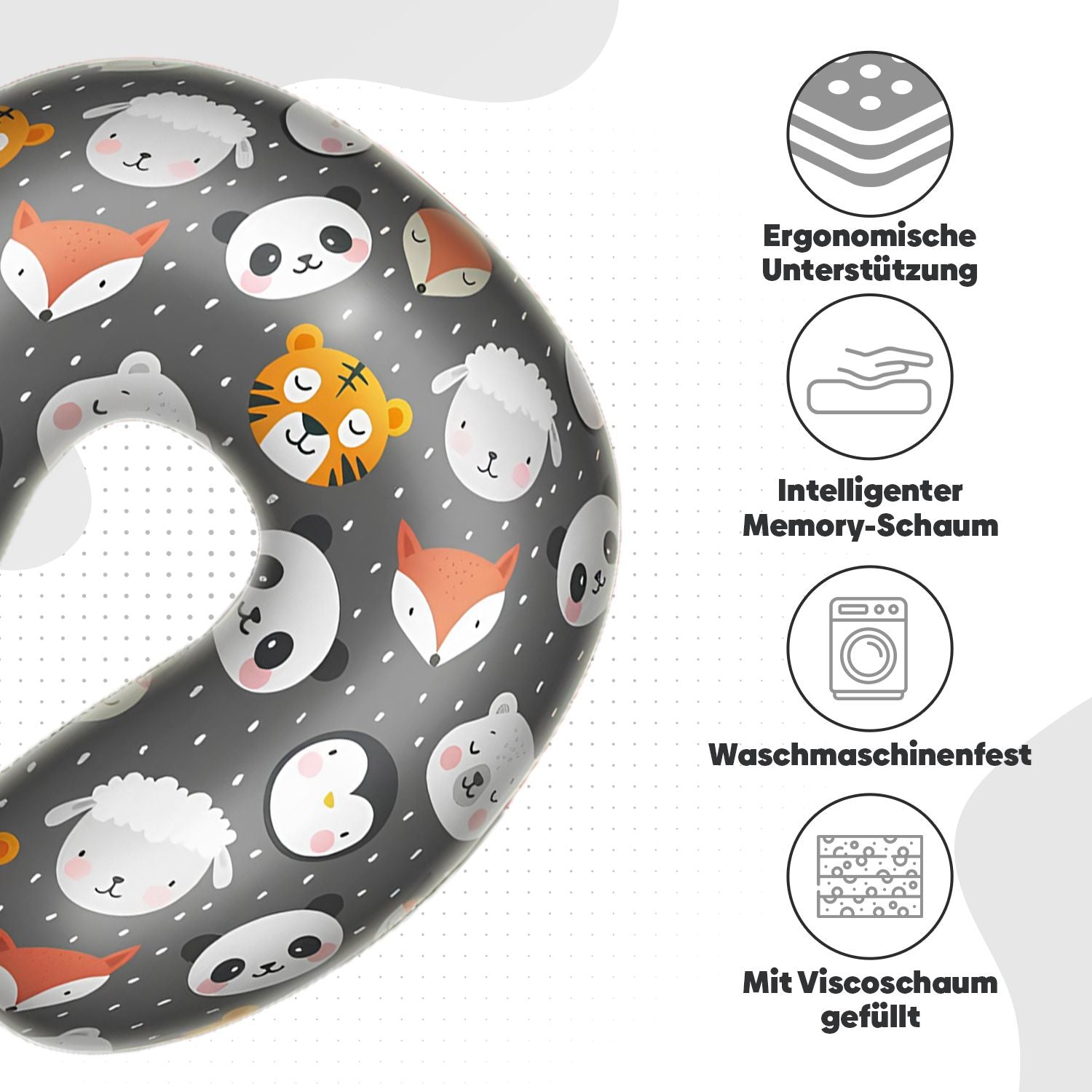 Eve Textile travel neck pillow animal design