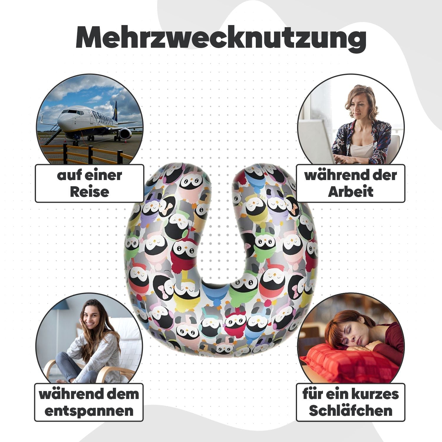 Eve Textile travel neck pillow penguin design 