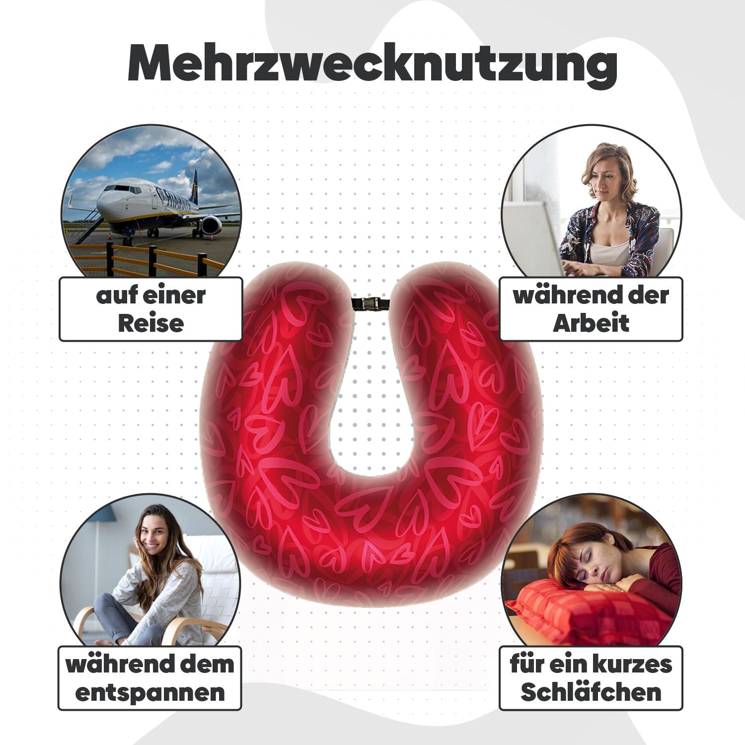 Eve Textile travel neck pillow heart design 