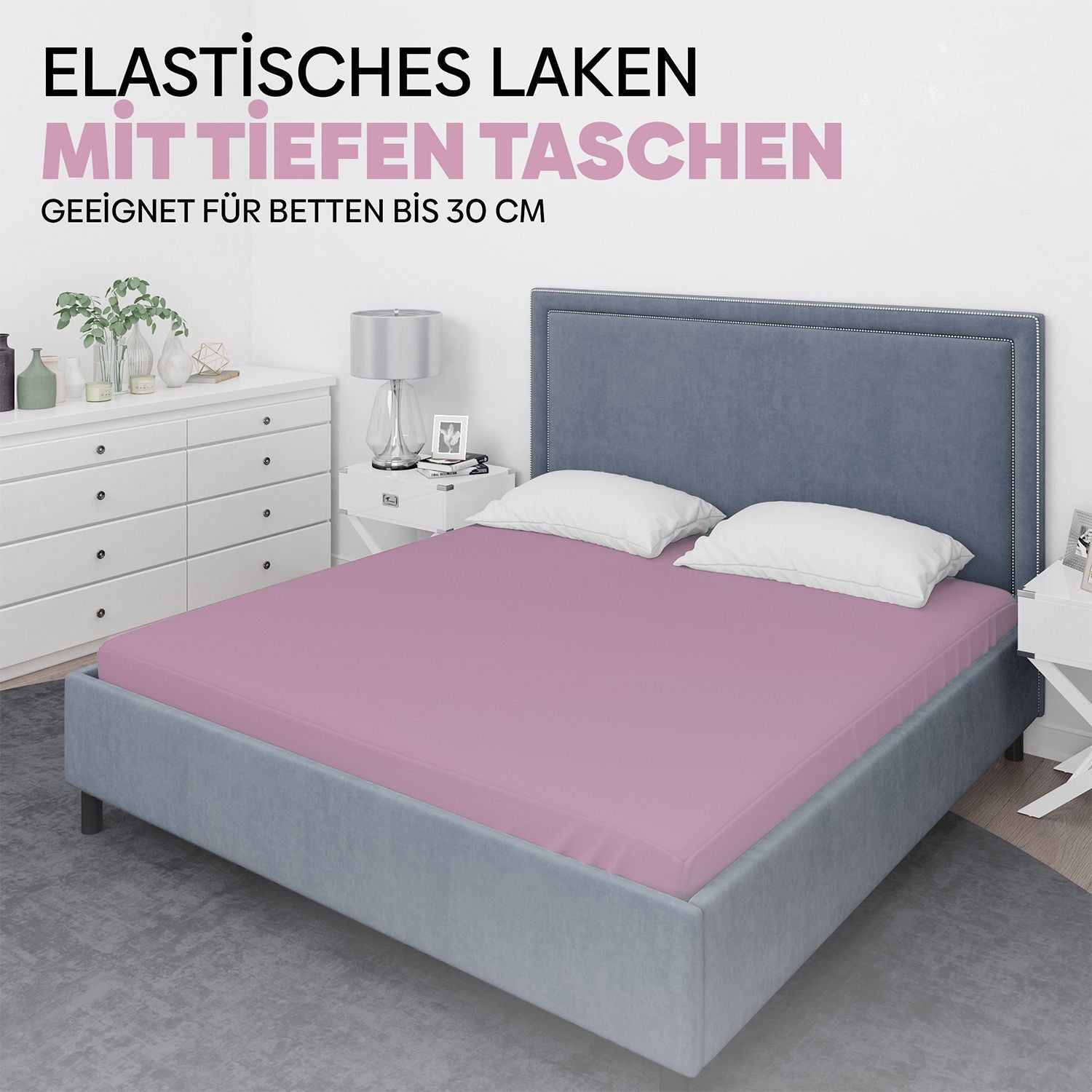 Eve Textile fitted sheet pink jersey