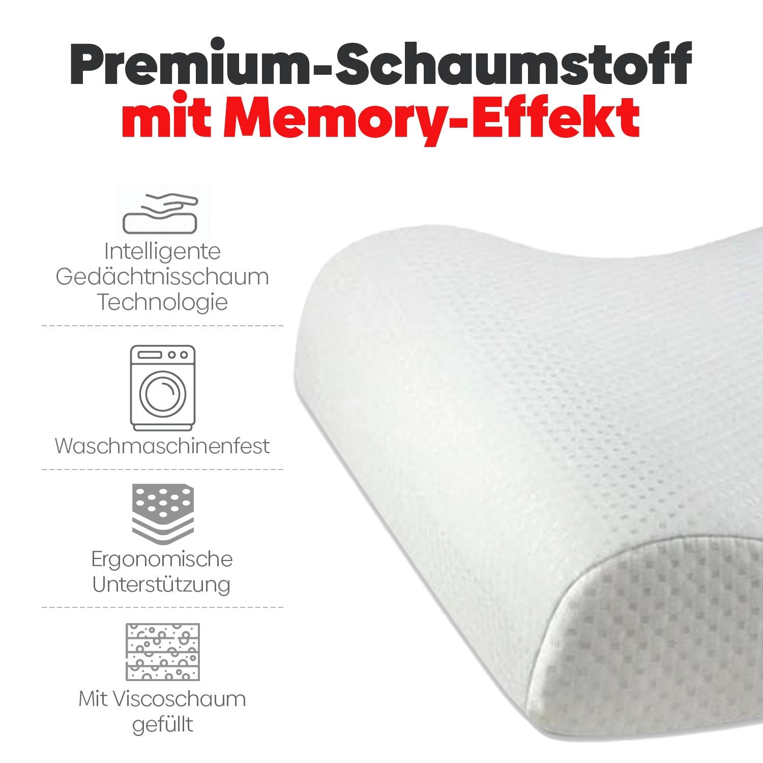 Eve Textile Orthopaedic Pillow with Raised Neck 