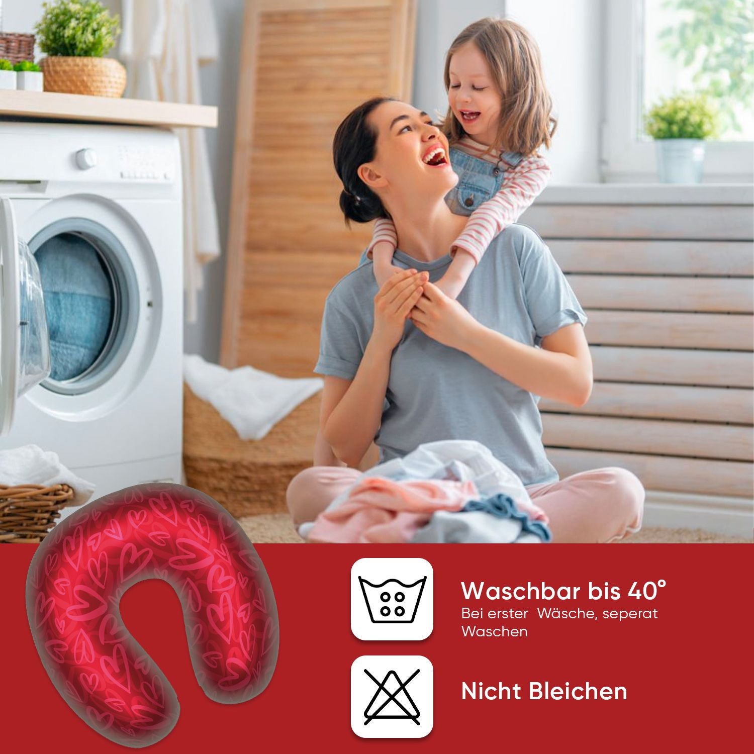 Eve Textile travel neck pillow heart design 