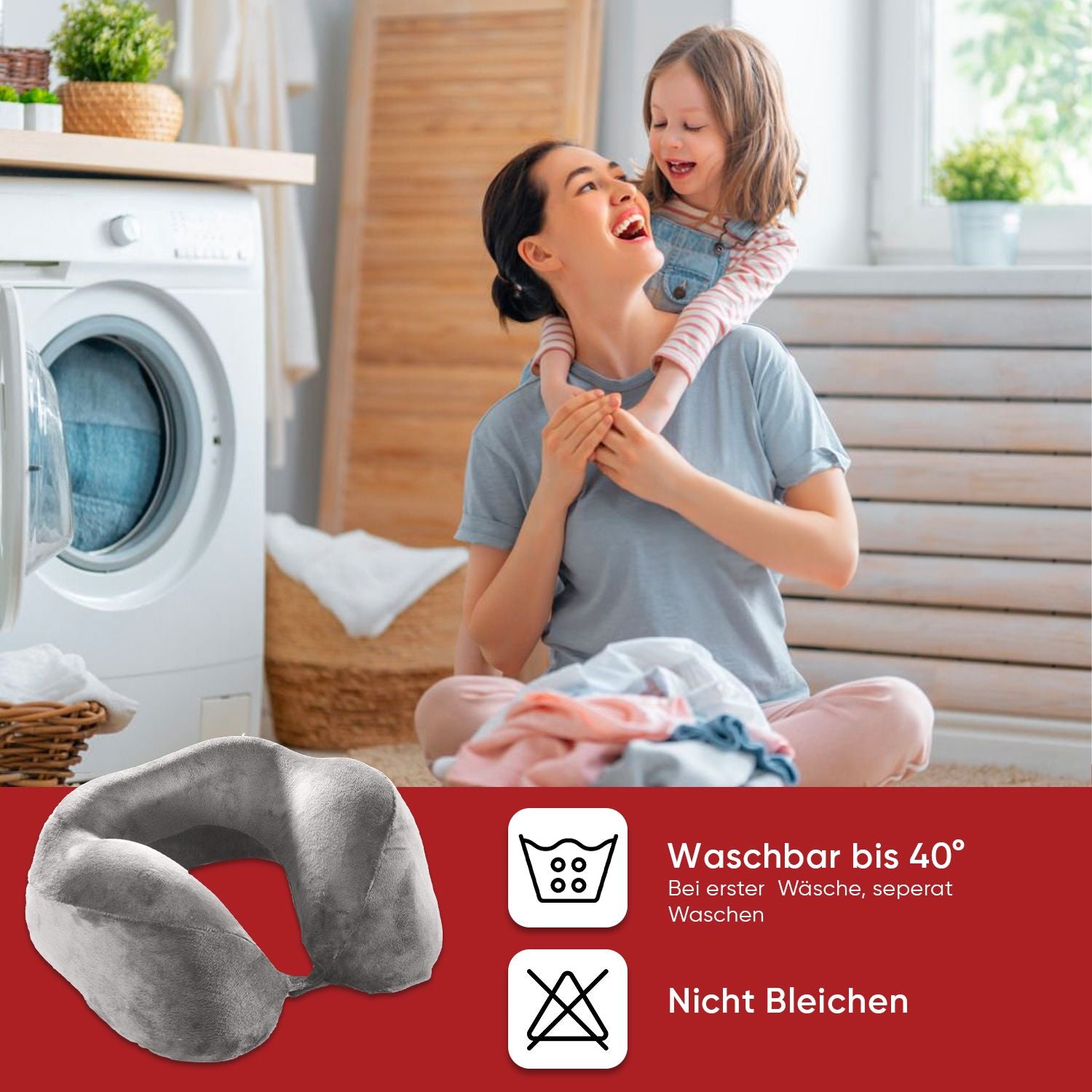 Eve Textile Travel Neck Pillow Grey with Raised Neck