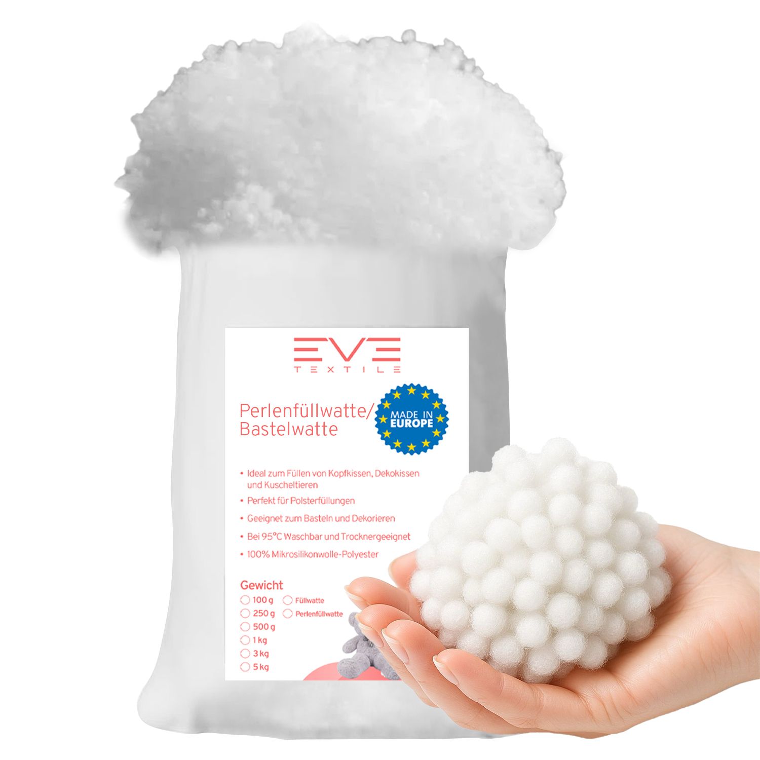 Eve Textile® Premium Faserbällchen Füllwatte
